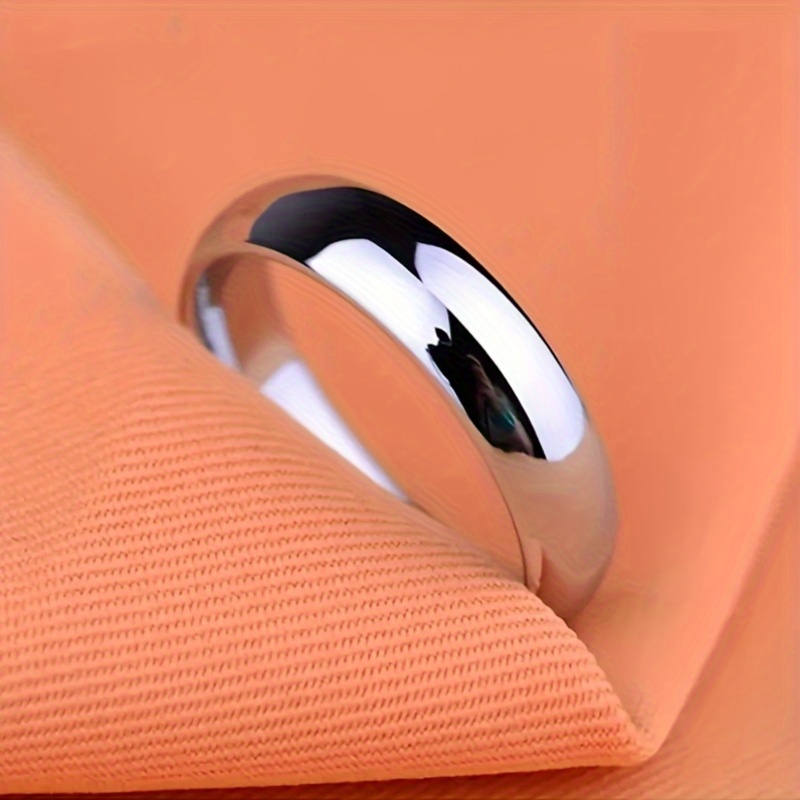 YHAMNI Stainless Steel Silvery Ring 4mm Wide Wedding Band